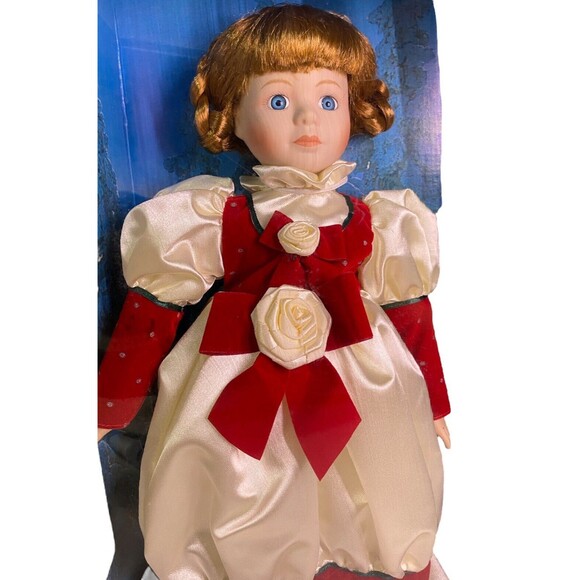 Dan Dee Soft Expressions Genuine Porcelain Doll With Stand Victorian Christmas - Picture 2 of 9